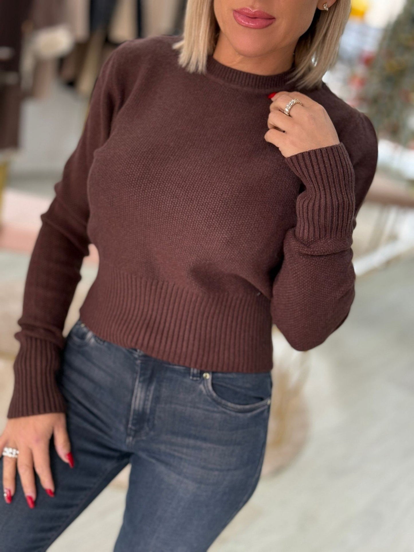 Camisola de malha curta com gola redonda (+ cores)