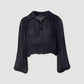 Blusa curta em georgette acetinado com corte abalonado (+ cores)