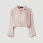 Blusa curta em georgette acetinado com corte abalonado (+ cores)
