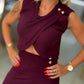 Conjunto de malha com top cruzado e saia lápis feminina