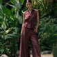 Calça pantalona de cintura subida
