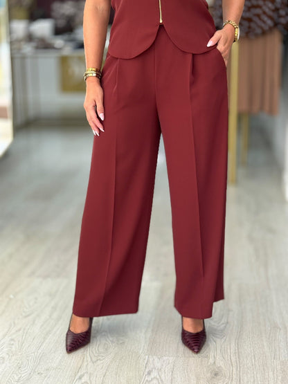 Calça culotte fluida com cintura elástica