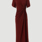 Vestido comprido drapeado com detalhe cut-out