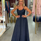 Vestido Comprido com Alças de Corrente