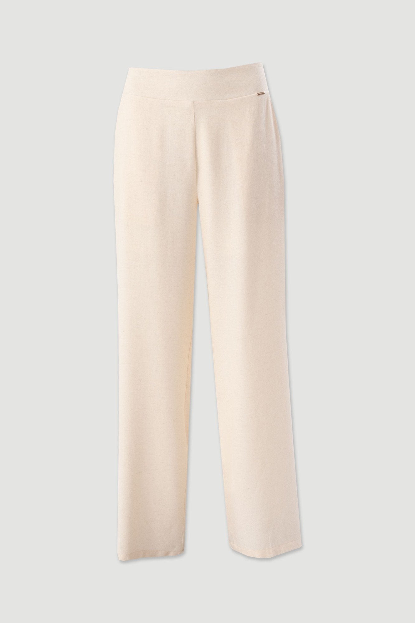 Calça straight em tecido com linho