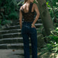 Jeans Straight Fit com Aplicações Brilhantes