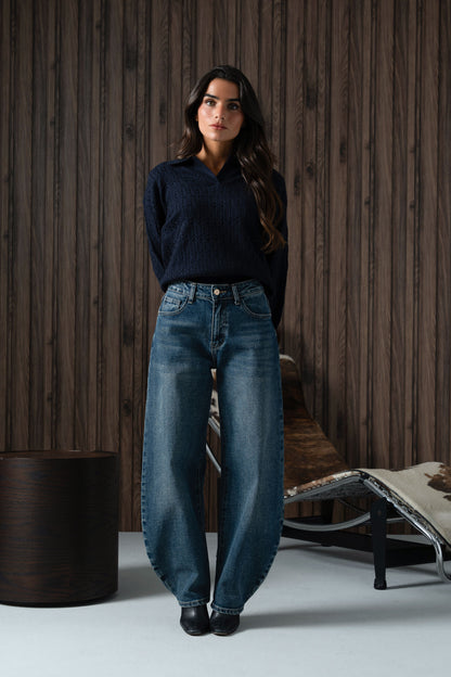 Jeans balloon em algodão