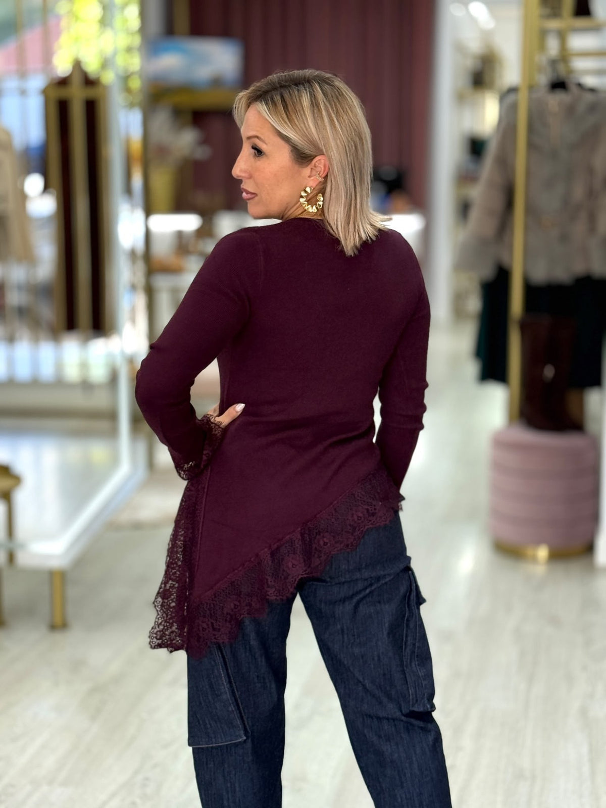 Camisola assimétrica c/renda (+ cores)
