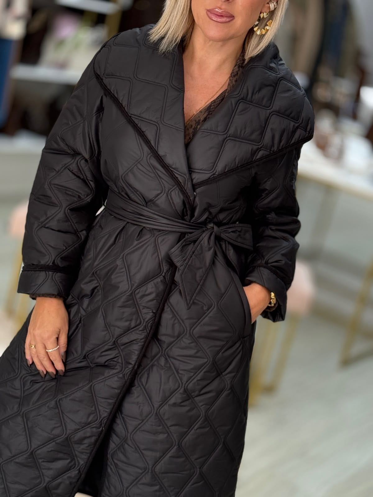Parka comprida acolchoada com cinto (+ cores)