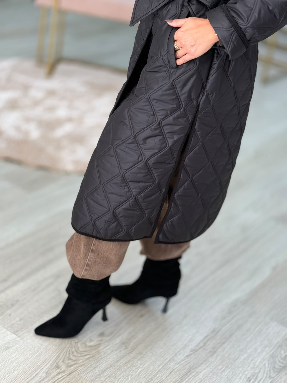 Parka comprida acolchoada com cinto (+ cores)