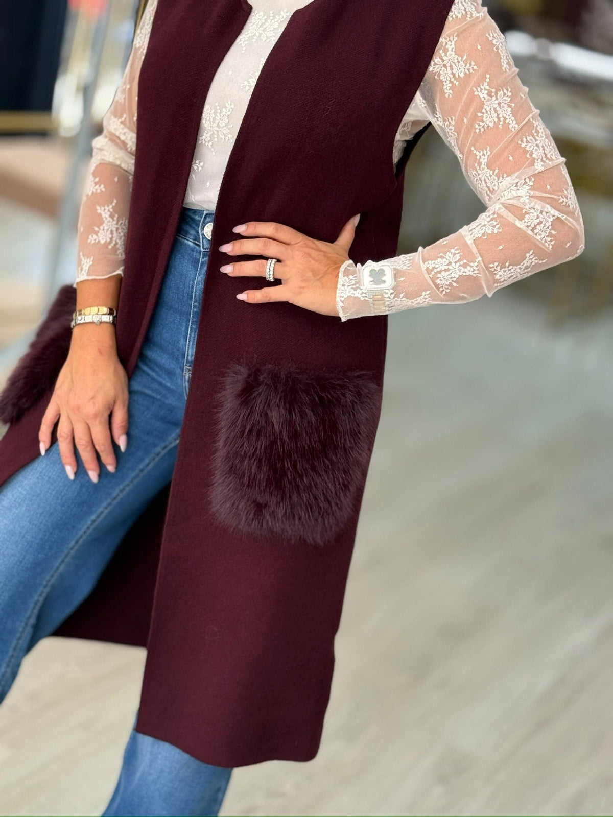Colete com bolsos em Pelo (+ cores)