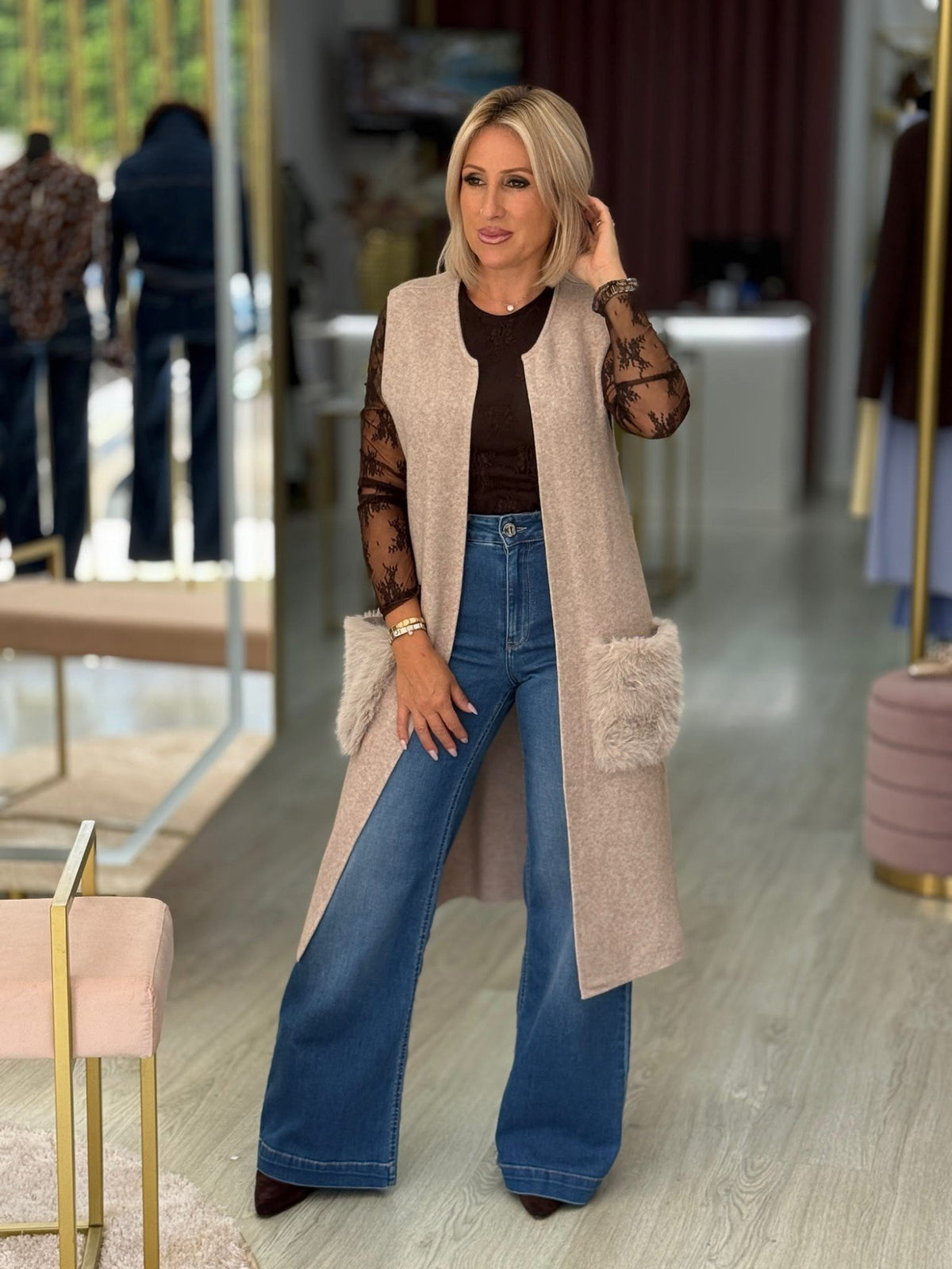 Colete com bolsos em Pelo (+ cores)