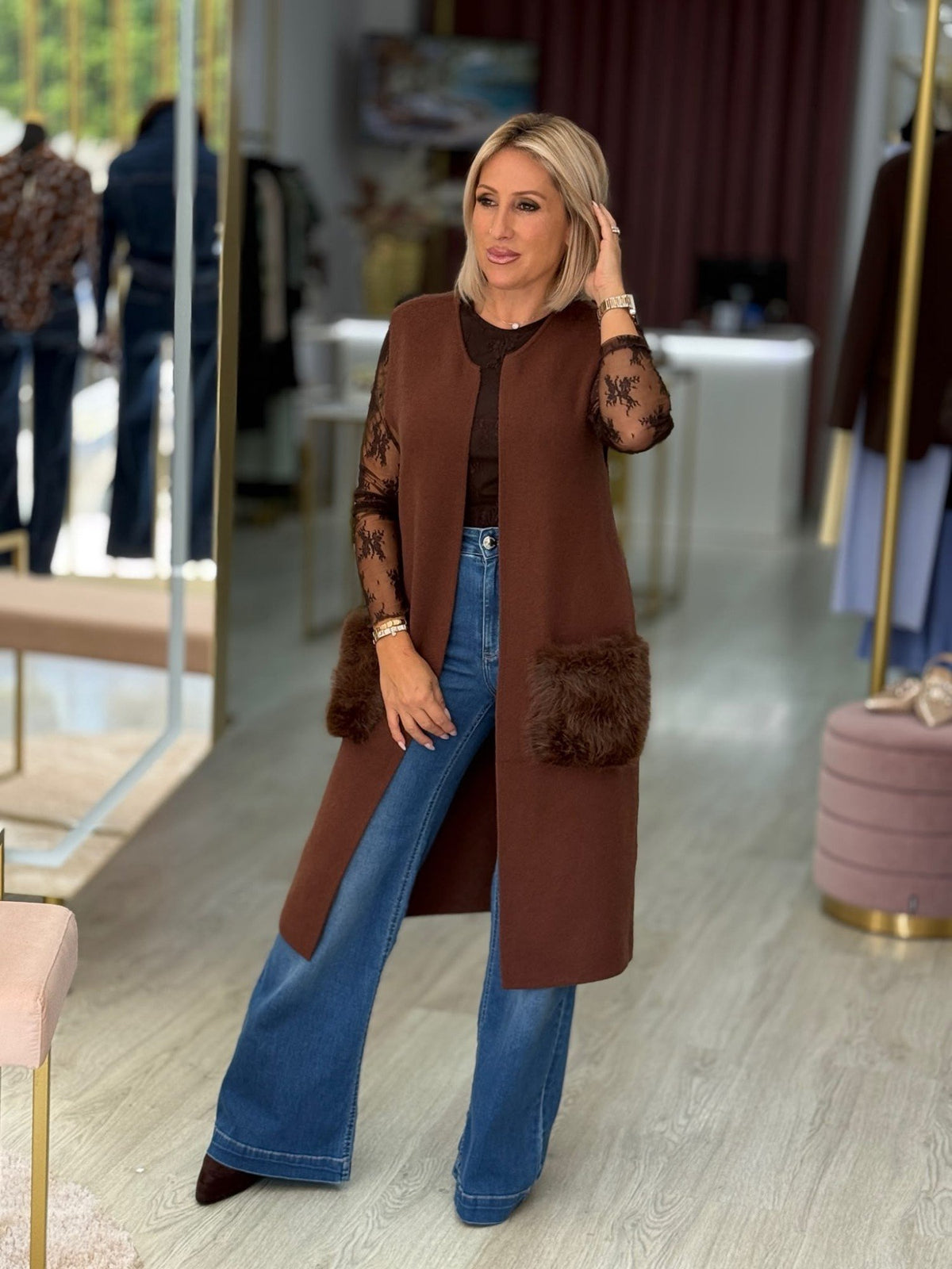 Colete com bolsos em Pelo (+ cores)