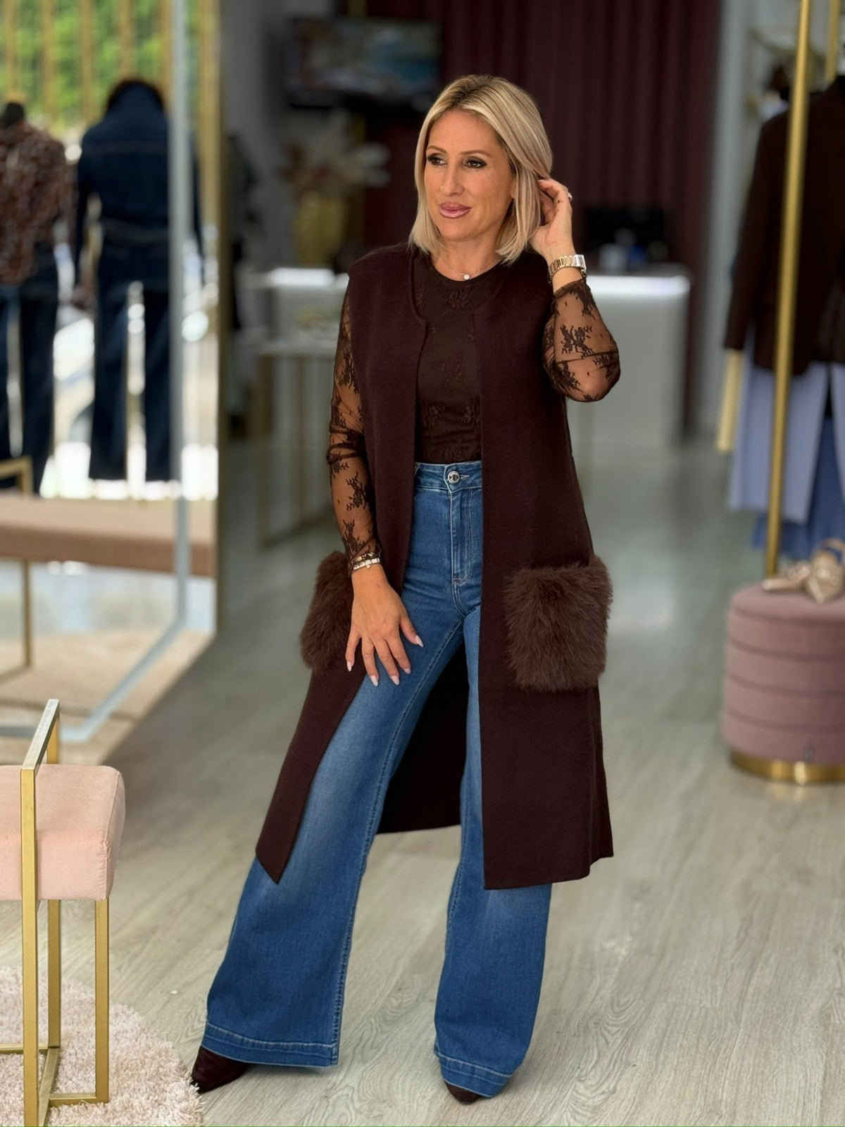 Colete com bolsos em Pelo (+ cores)