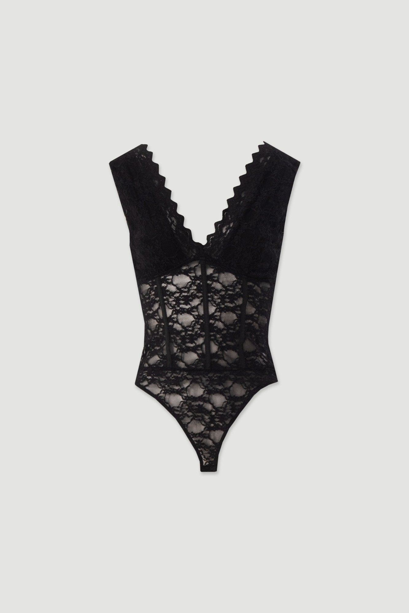 Body em renda com decote em V