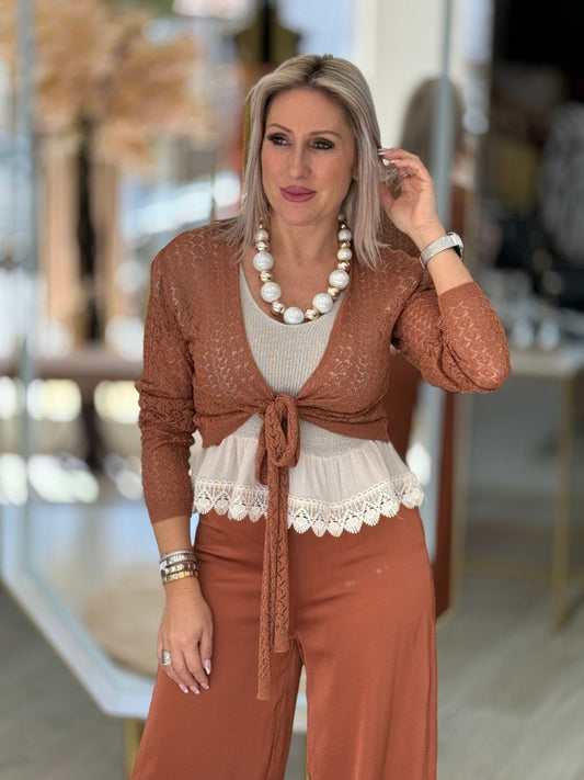 Casaco aberto de renda