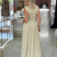 Vestido comprido em lurex