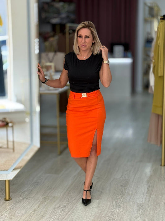 Saia lápis com cinto