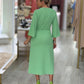 Vestido midi com efeito trespasse