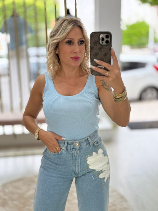 Top em malha canelada com alça (+ cores)