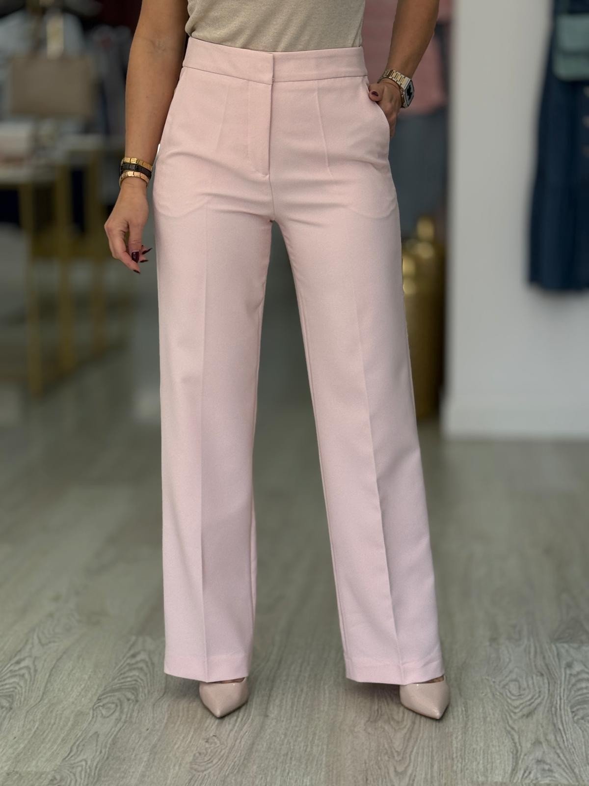 Calça wide leg com cinto elástico personalizado