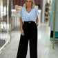Calça wide leg com pregas