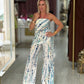 Calça wide leg efeito linho