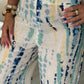 Calça wide leg efeito linho