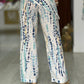 Calça wide leg efeito linho