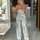 Calça wide leg efeito linho