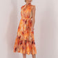 Vestido midi com padrão floral