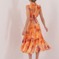 Vestido midi com padrão floral