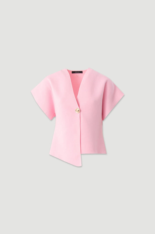 Casaco de malha assimétrico de manga curta (+ cores)