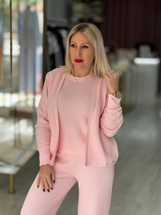 Casaco de malha curto aberto em algodão (+ cores)