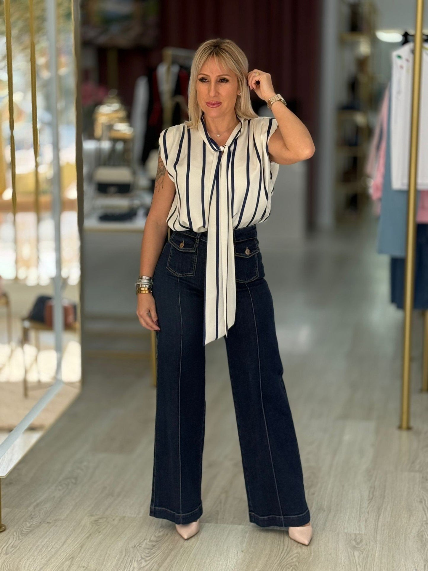 Straight jeans em algodão