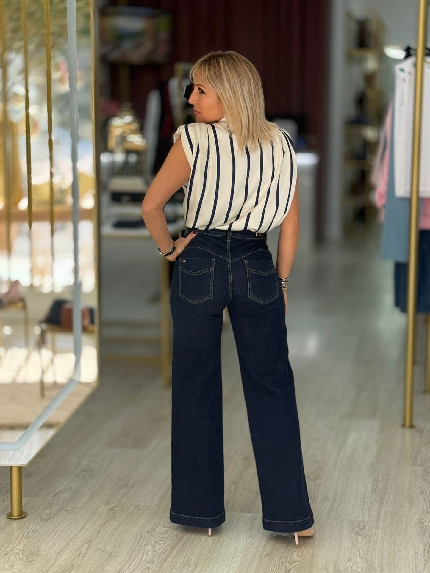 Straight jeans em algodão