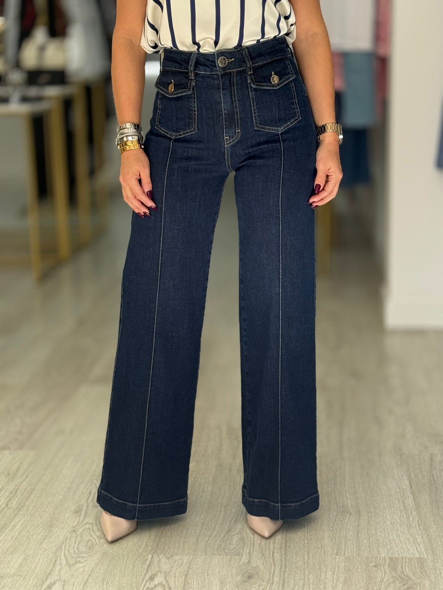 Straight jeans em algodão