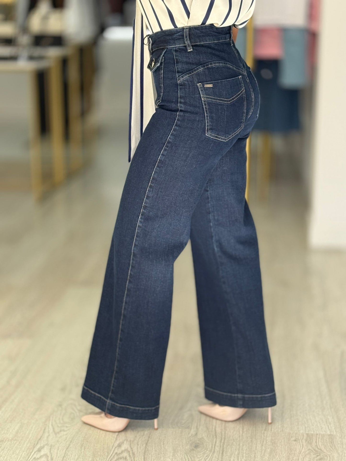 Straight jeans em algodão