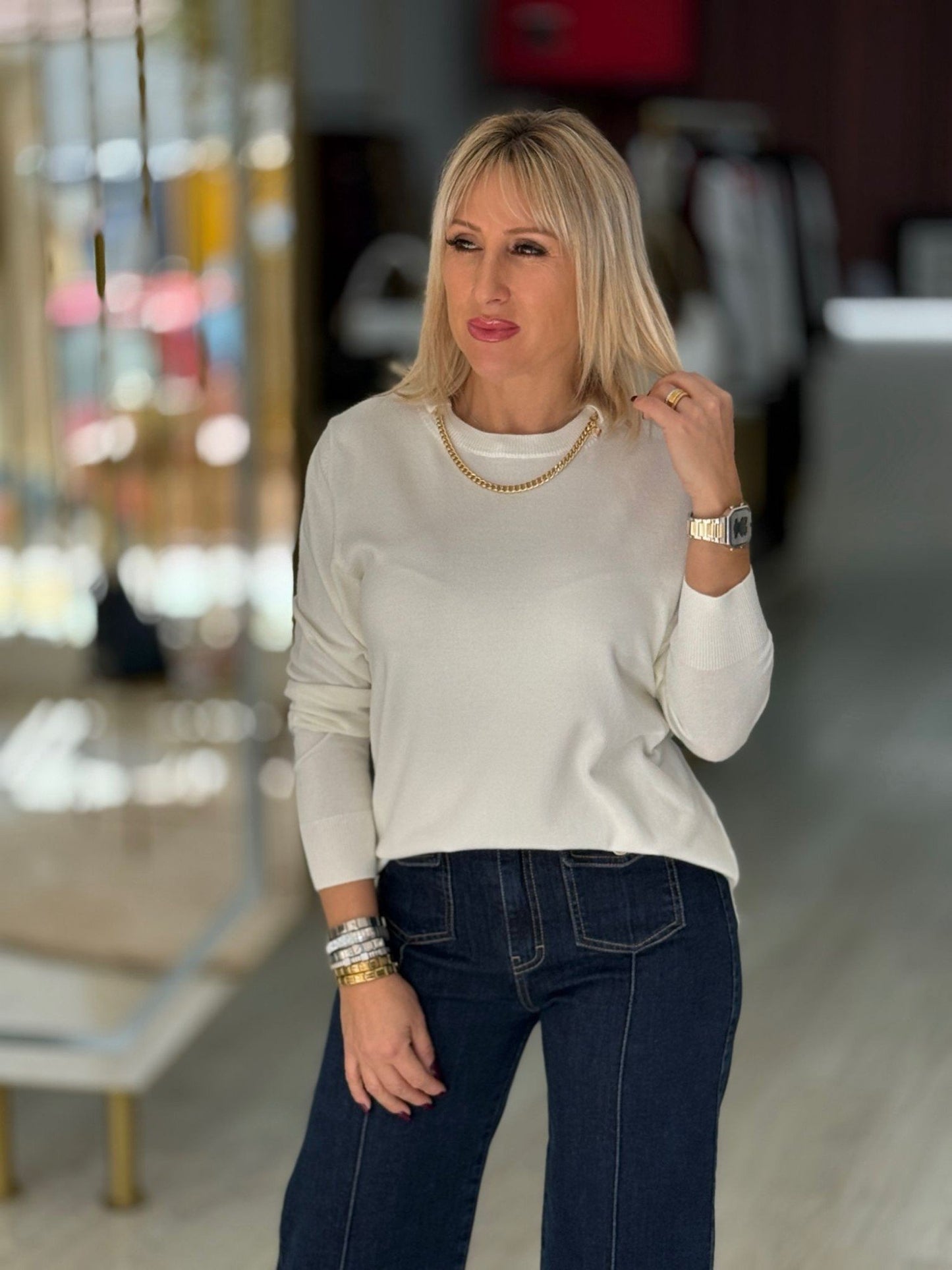 Camisola de malha com detalhe metálico na gola (+ cores)