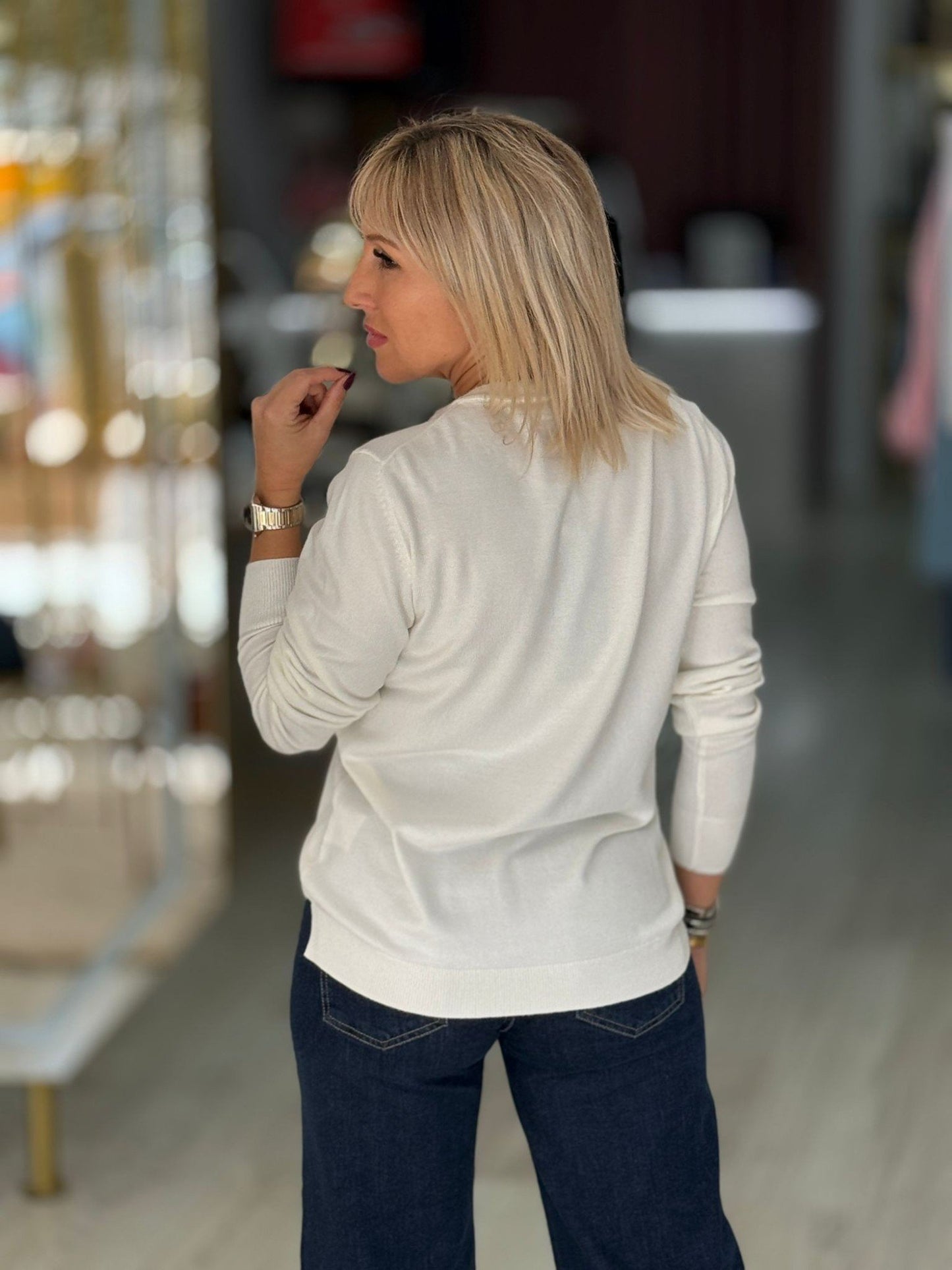 Camisola de malha com detalhe metálico na gola (+ cores)