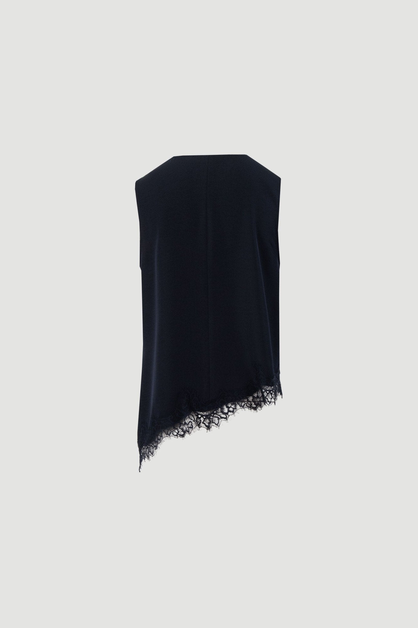 Blusa acetinada assimétrica com renda