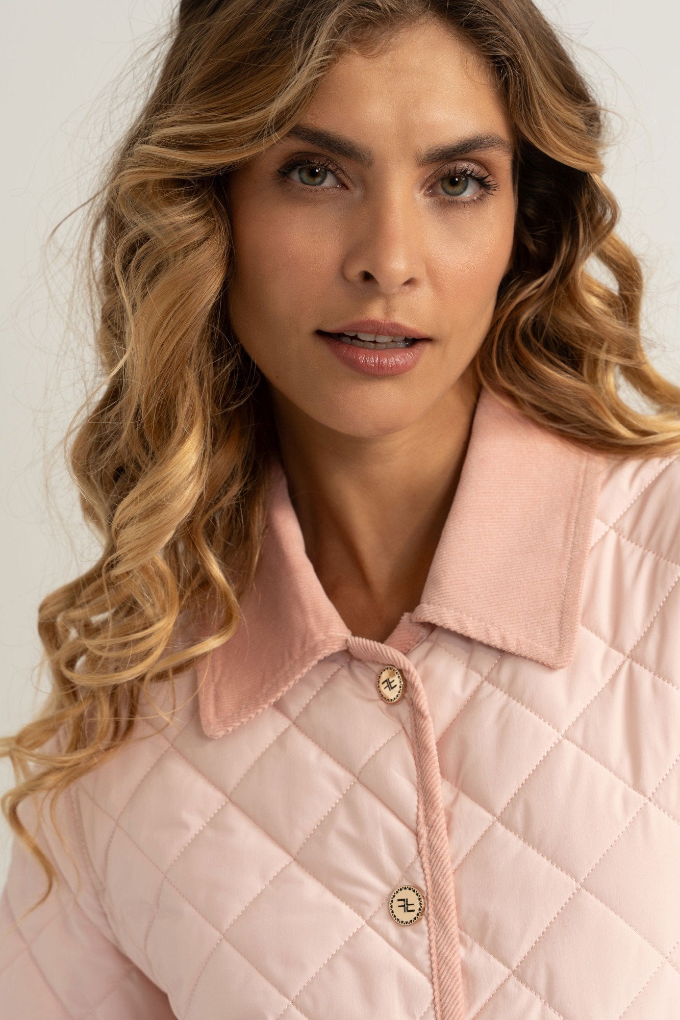 Parka acolchoada com padrão losango