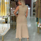 Vestido de tricô com decote em V