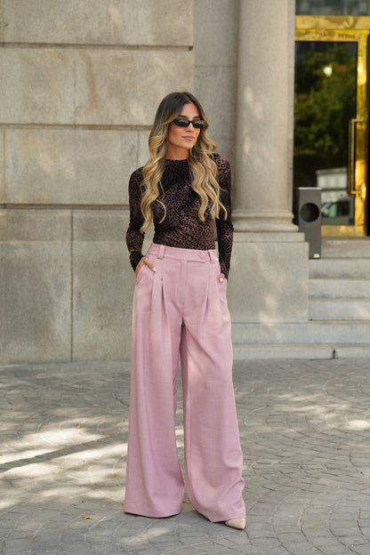 Calças Largas de Alfataria com Pinças