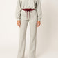 Sweatshirt cropped em cinzento com decote em V