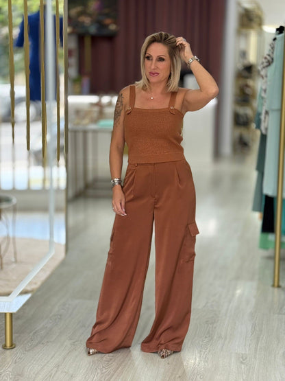 Calça Cargo Wide Leg