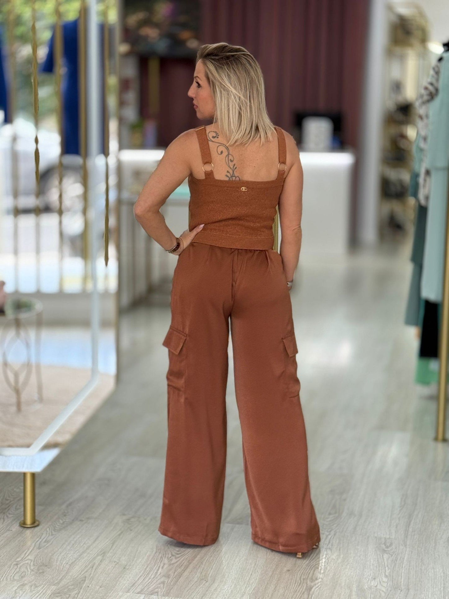 Calça Cargo Wide Leg