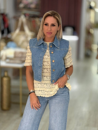 Colete Crop Denim