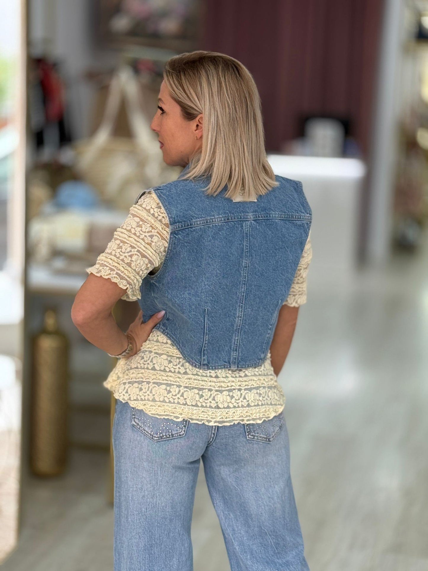 Colete Crop Denim