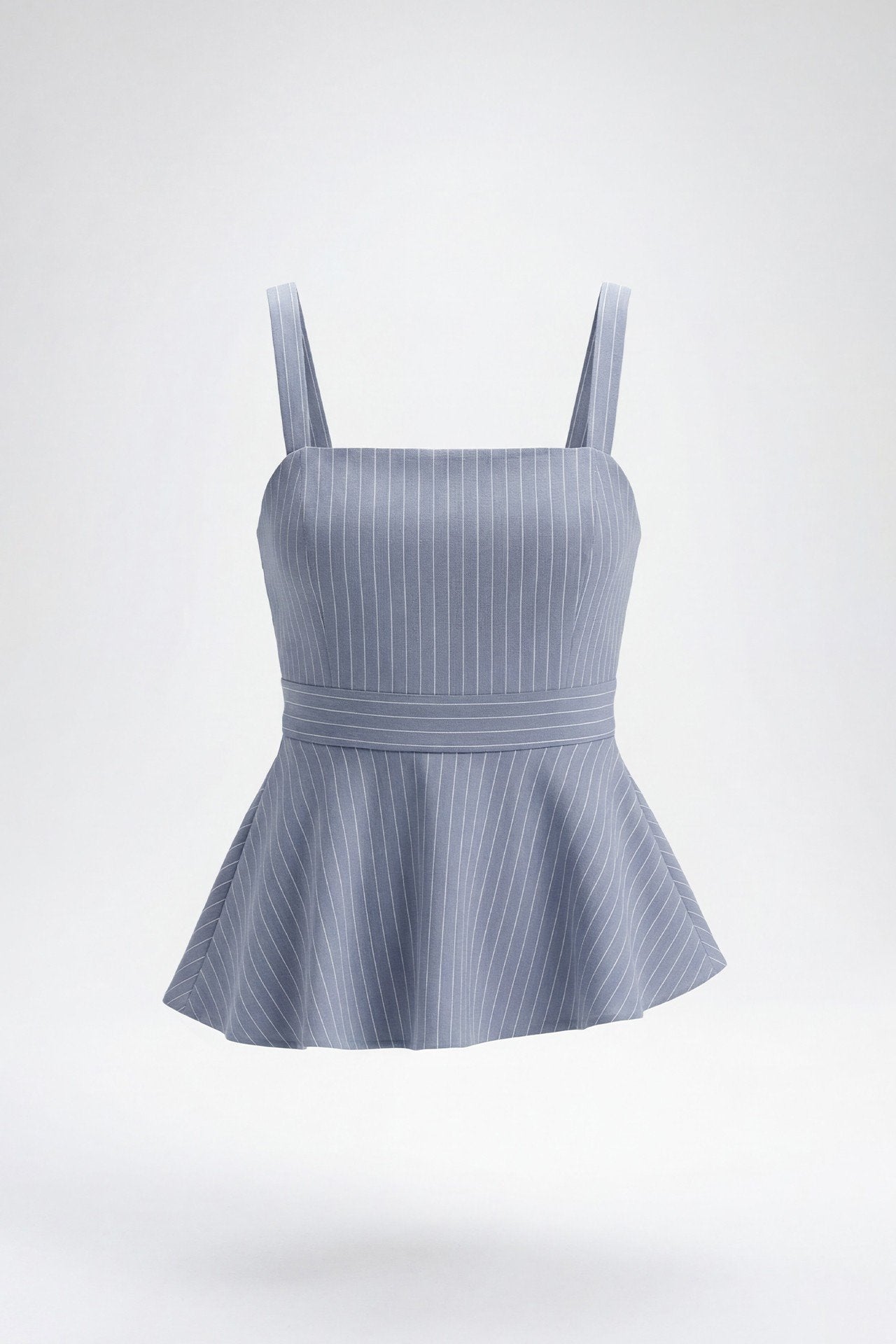 Top Peplum com Riscas e Alças Removíveis